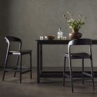 Scooped Ash Wood Leather Stool