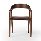 Scooped Ash Wood Leather Dining Armchair