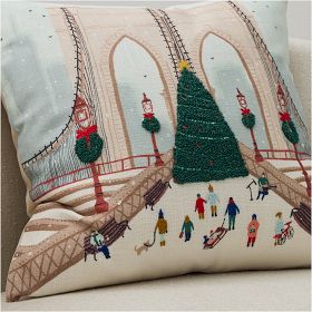 洋楽 BRAND-X/PILLOW SACK/G-RAP Nicole Cicak Brooklyn Bridge Christmas Pillow Cover | West Elm