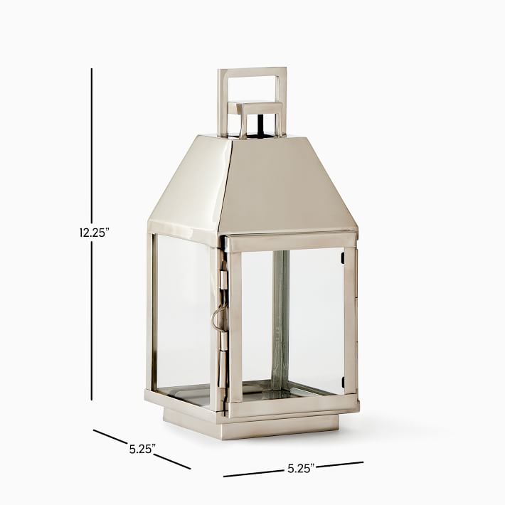 Modern Polished Nickel Metal Outdoor Lanterns | West Elm