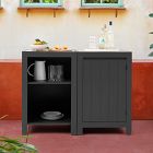 Portside Aluminum Outdoor Kitchen 1-Door Cabinet &amp; Open Shelves Cabinet