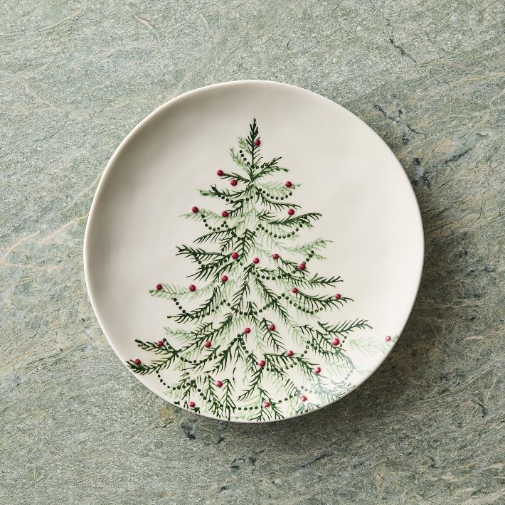 Tannenbaum Holly Stoneware Salad Plate Sets