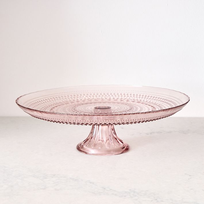 Jupiter Beaded Glass Cake Stand - Pink