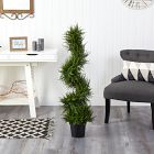 Pre-Lit Faux Potted Spiral Cypress Indoor/Outdoor Tree
