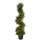 Pre-Lit Faux Potted Spiral Cypress Indoor/Outdoor Tree