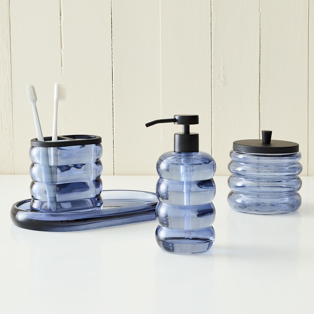 Sculptural Glass Bath Accessories Blue