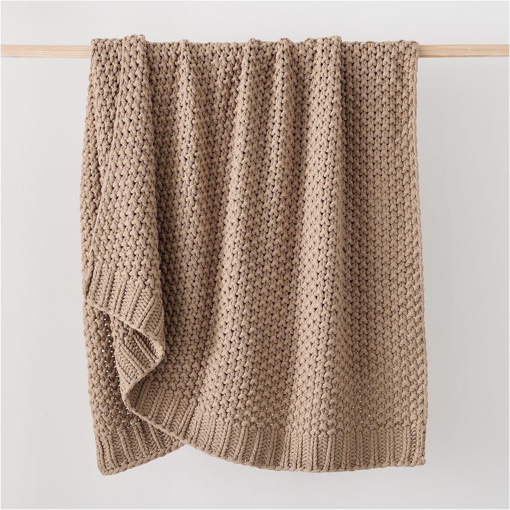 Chunky Cotton Knit Throw - Dune/Dijon/Olive