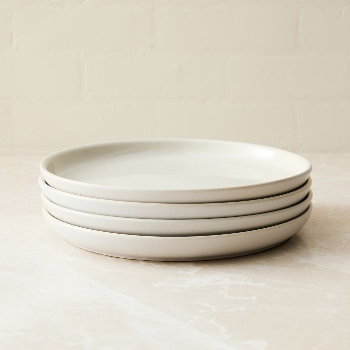Kaloh Stoneware Dinner Plate Set in White, Set of 8