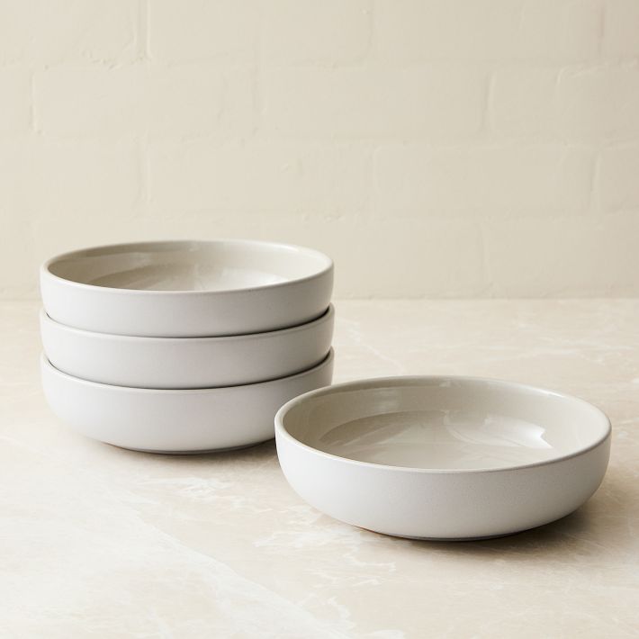 Kaloh Stoneware Pasta Bowl Set in White, Set of 8