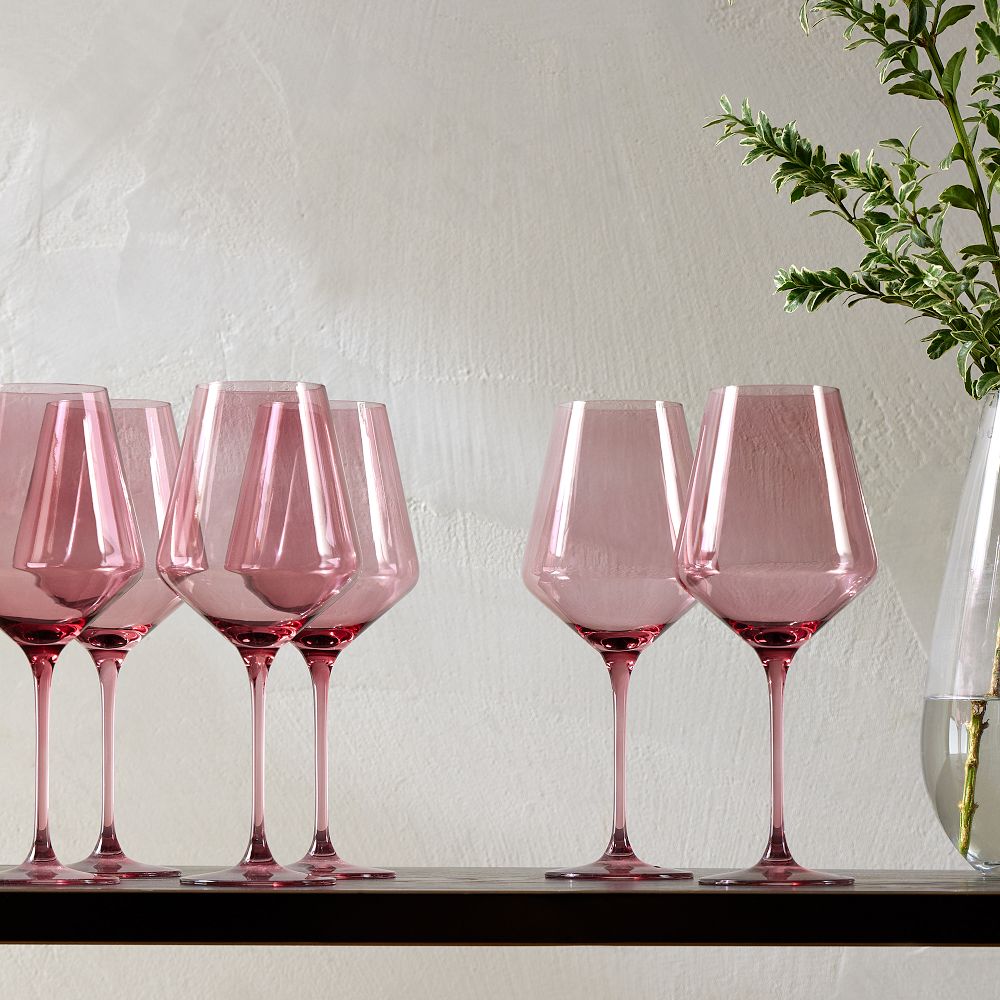 Estelle Colored Glass Stemmed Wine Glass (Set of 6)