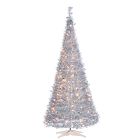 Pre-Lit Faux Pop-Up Silver Christmas Tree