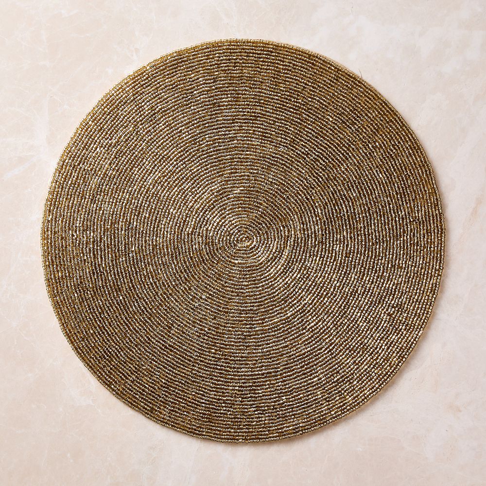 Glass Beaded Linens Placemats - Gold, Set of 4