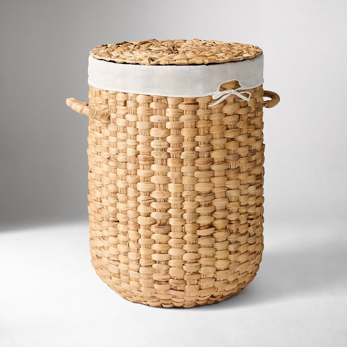 Rounded Weave Rattan Hampers - Large, Natural