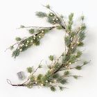 Pre-Lit Faux Pine &amp; Frosted White Berry Garland