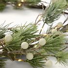 Pre-Lit Faux Pine &amp; Frosted White Berry Garland