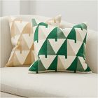 Crewel Colorblock Trees Pillow Cover