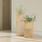 Slatted Wood Pedestal Plant Stands