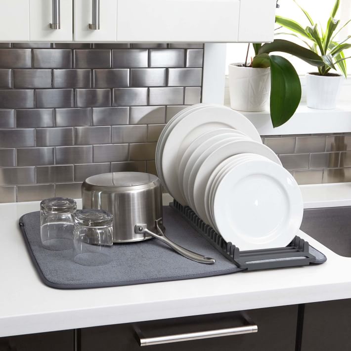 Whitefurze Plastic Dish Drainer Mat - Kitchen Dish Rack Tray For Drying Plates & Pots