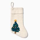Open Box: Christmas Tree Felt Stocking - Red & White