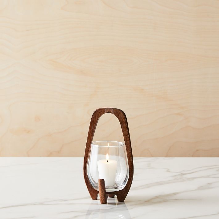 Small Mid-Century Wood Lantern