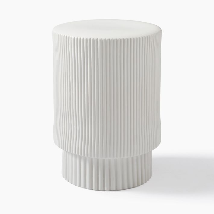 Fluted Nightstand (13"–16") - White
