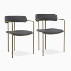 Open Box: Lenox Dining Chair, Set of 2, Performance Distressed Velvet, Pewter, Blackened Brass