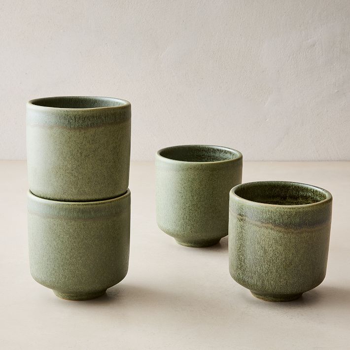 Kanto Stoneware Mug Sets - Green, Set of 4