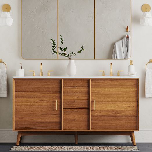 Mid-Century Double Bathroom Vanity (63"&ndash;72")