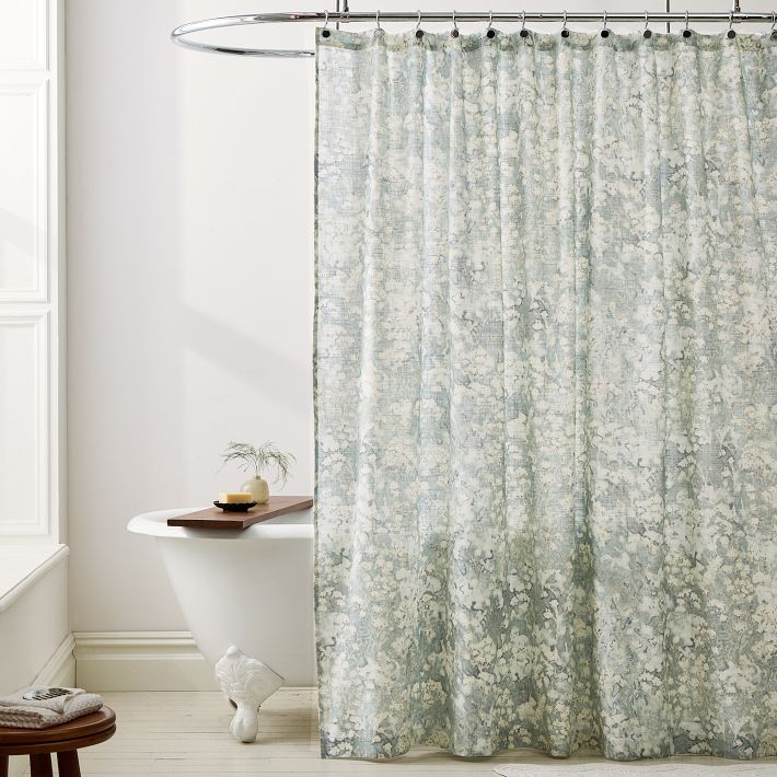 Abstract Hydrangea Shower Curtain - 72x74, Mist Blue