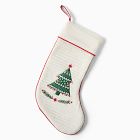 Scandi Embroidered Christmas Tree Stocking