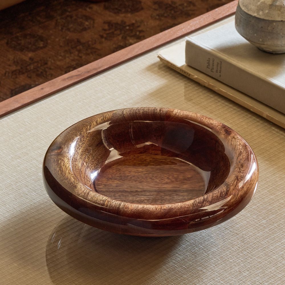 Wood Bubble Rim Bowls - Natural, 10 Inches
