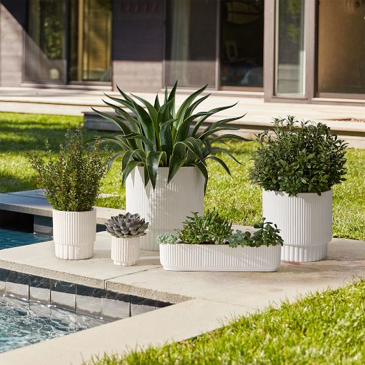 Fluted Ceramic Indoor/Outdoor Planters