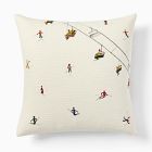 Embroidered Skier Pillow Cover