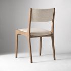 Damon cafe dining chair with beige upholstery and wood