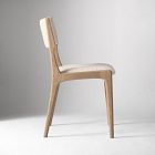 Damon cafe dining chair in light wood with beige upholstery