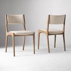 Two Damon cafe dining chairs in beige upholstery