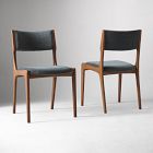 Two Damon cafe dining chairs side by side with light and dark variants