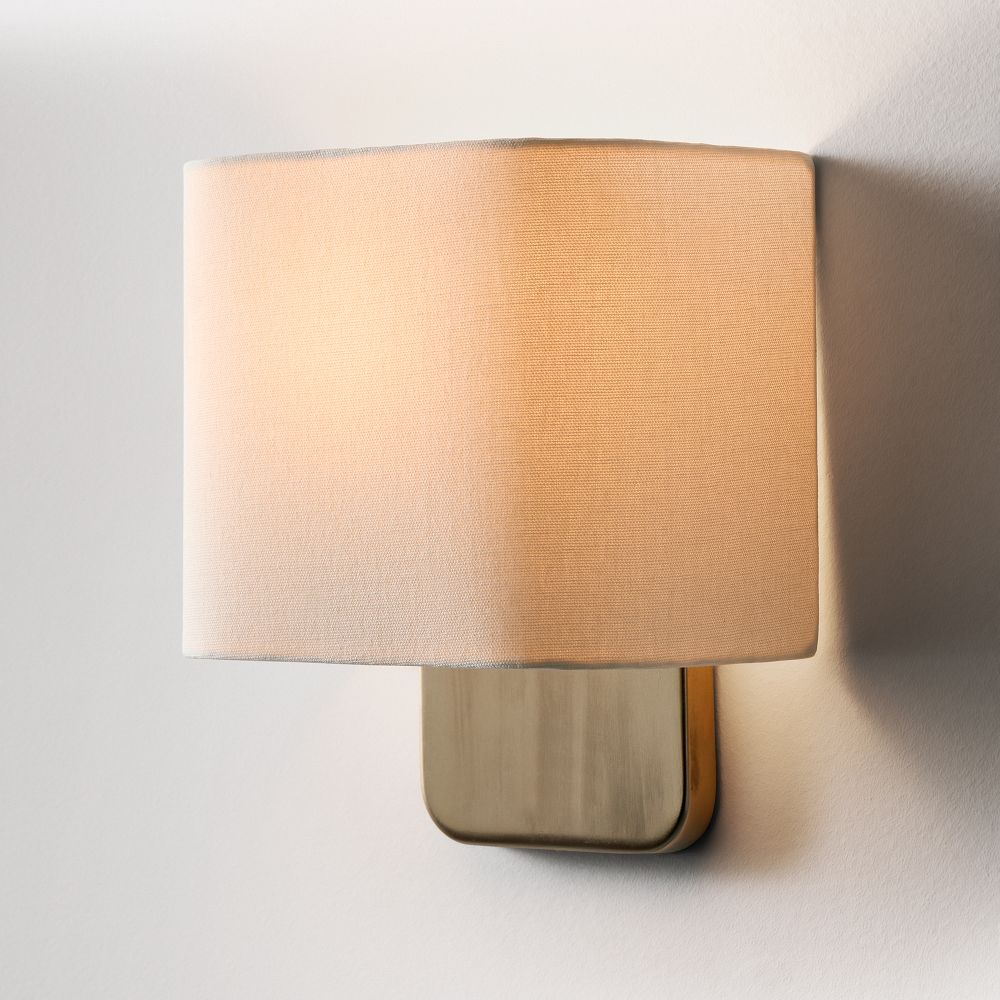 Aleena Sconce (10") - 10", White Linen Shade, Antique Brass
