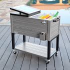 Permasteel 80 Qt. Wood Grain Rolling Patio Cooler