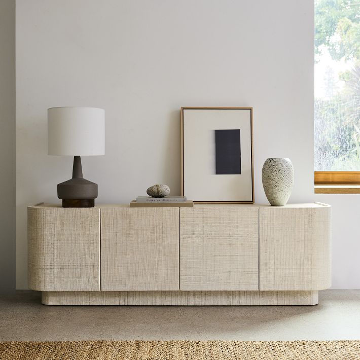Solstice Painted Raffia Media Console | West Elm