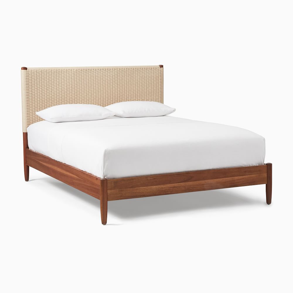 Chadwick Mid-Century Woven Bed, Queen, Cool Walnut