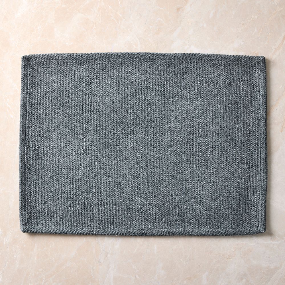 Textured Canvas Cotton Placemat Sets - Slate, Set of 8