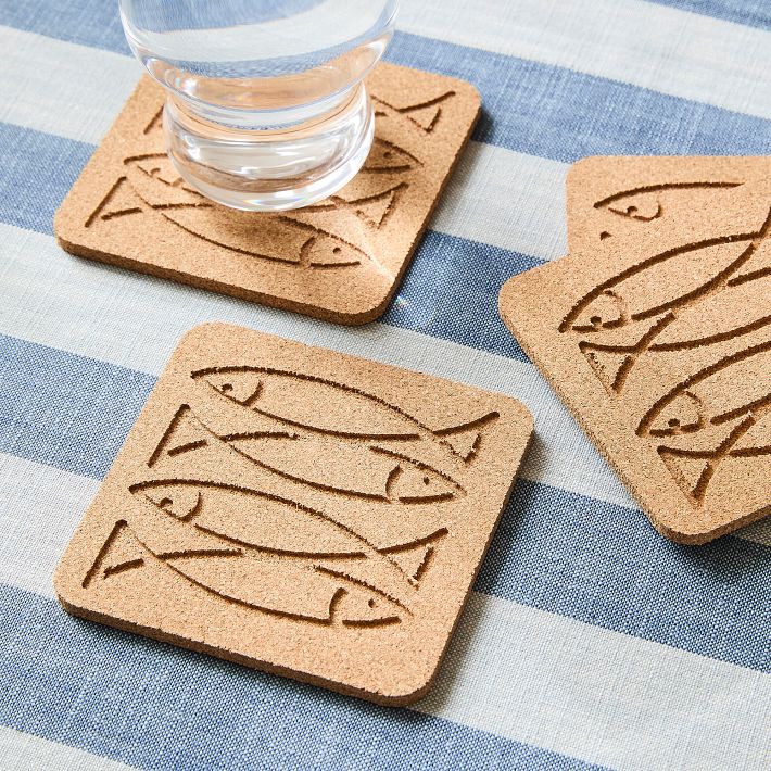 Sardine Cork Coaster Set of 8