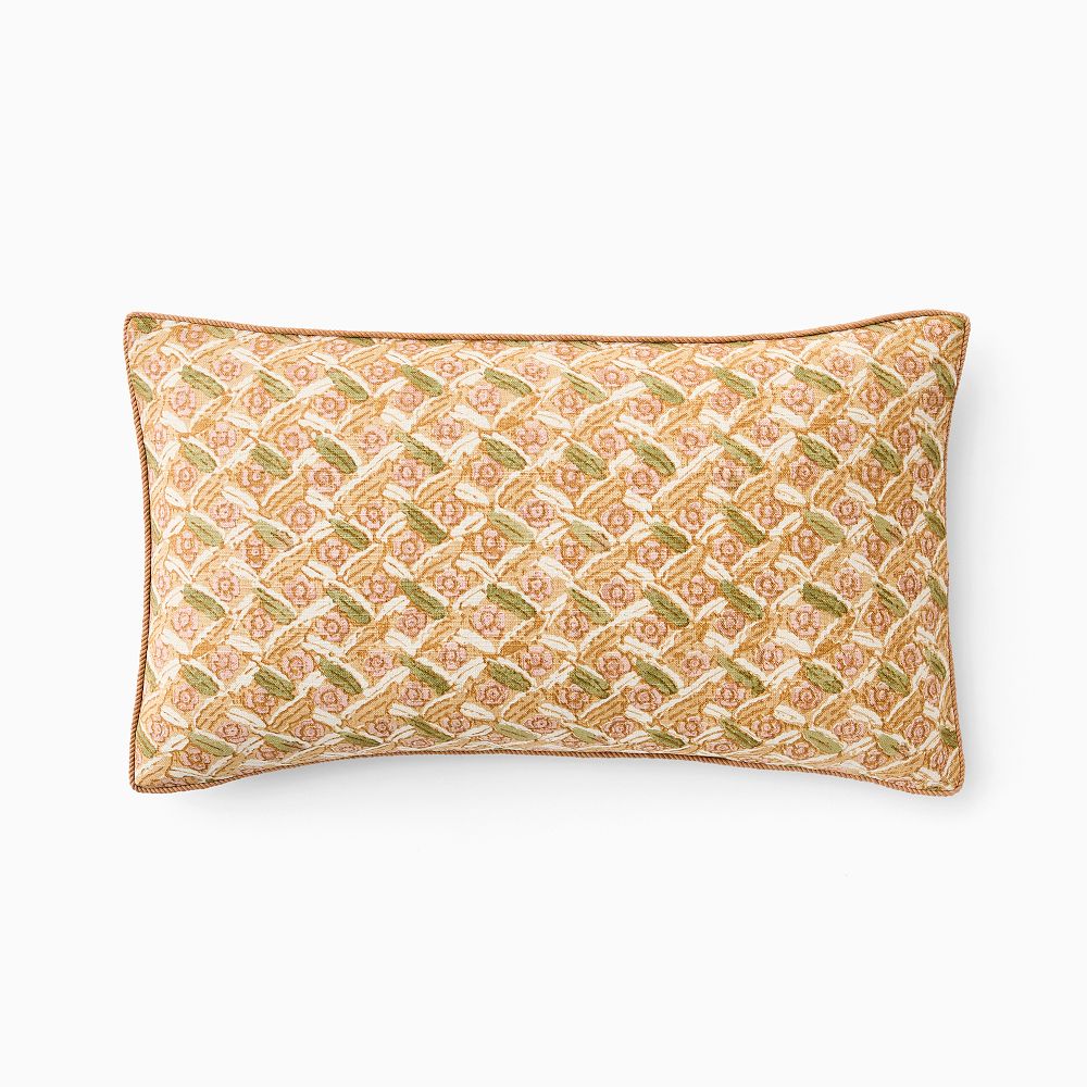 Pierce & Ward Floral Lattice Lumbar Pillow Cover - Mahogany