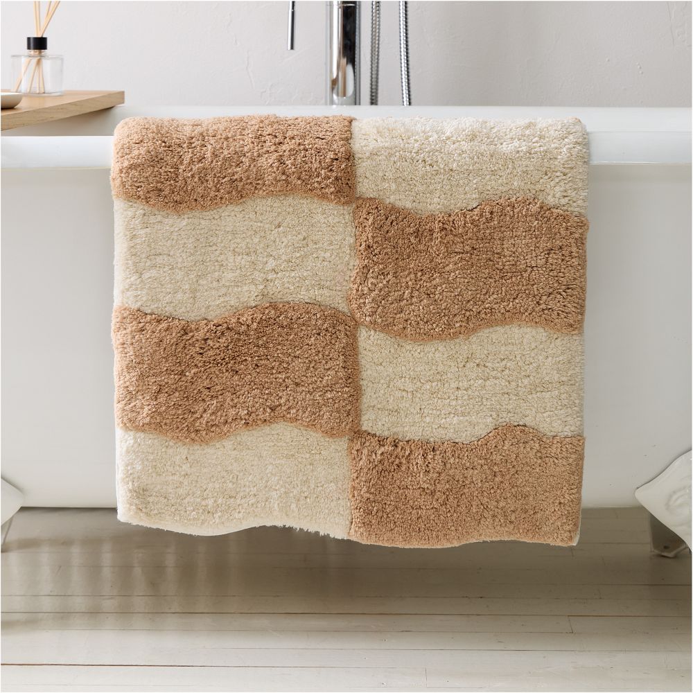 Wavy Blocks Bath Mat - 20x34, Sandalwood