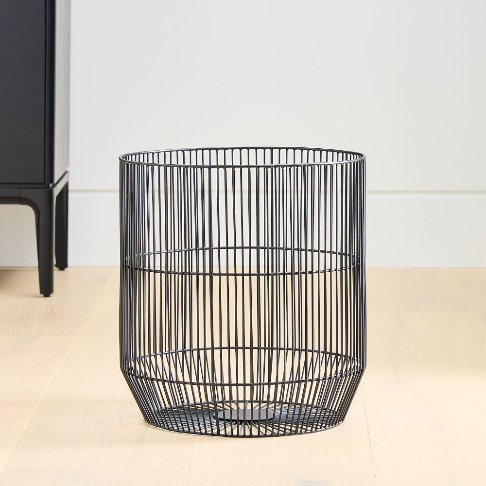 Fine Line Metal Round Baskets - Black, 14X15