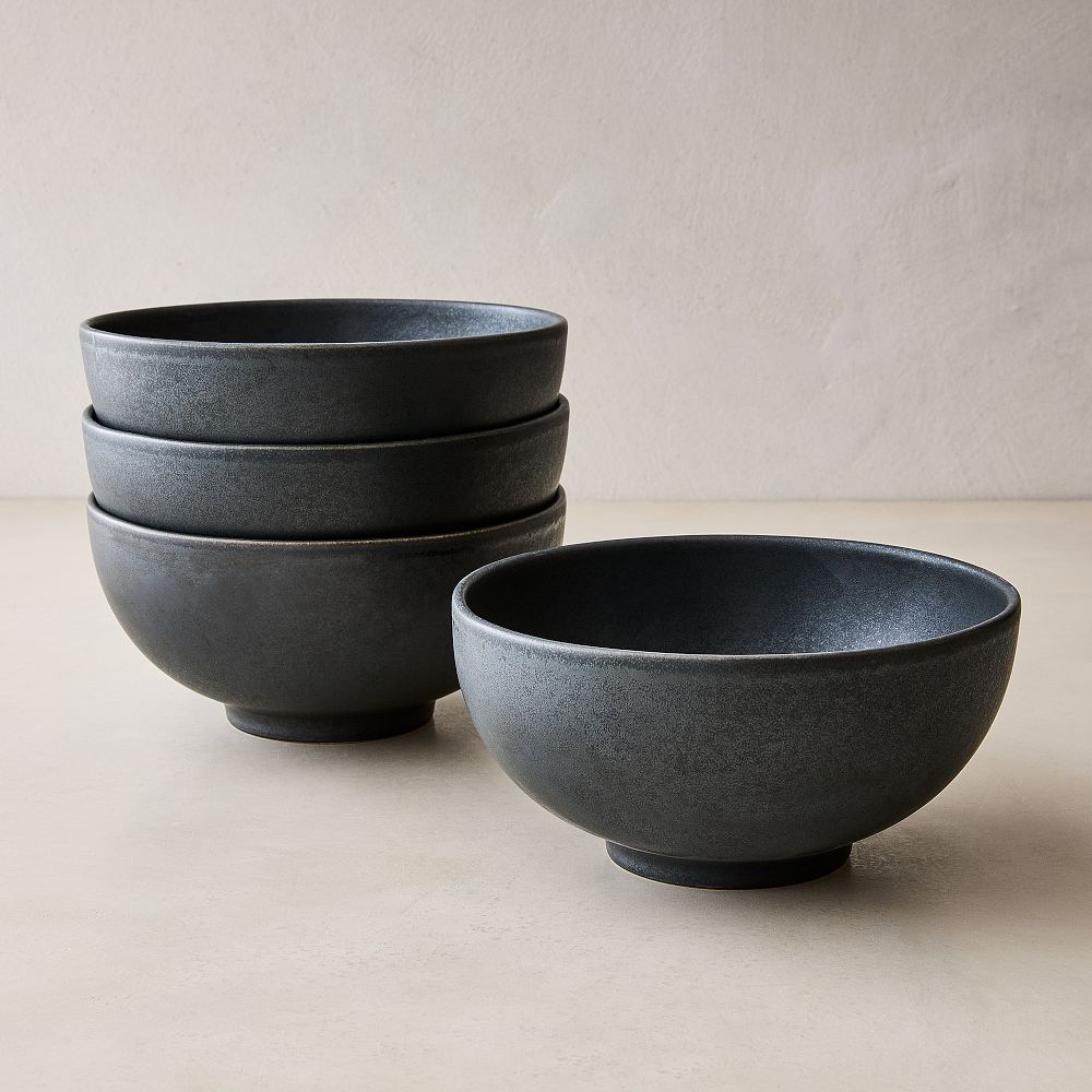 Kanto Stoneware Ramen Bowl Sets - Black, Set of 4
