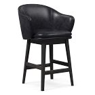 Open Box: Wayne Counter Stool w/ Arm, Sierra Leather, Licorice, Black