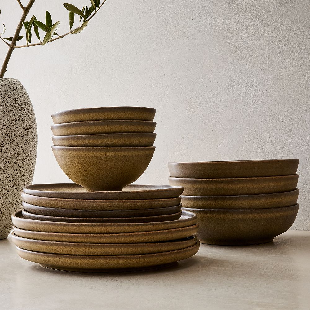 Kanto Stoneware Dinnerware (Set of 16) - Cardamom, 16-Piece Dinnerware Set