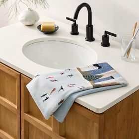 Nicole Cicak Holiday Ice Skaters Hand Towel | West Elm
